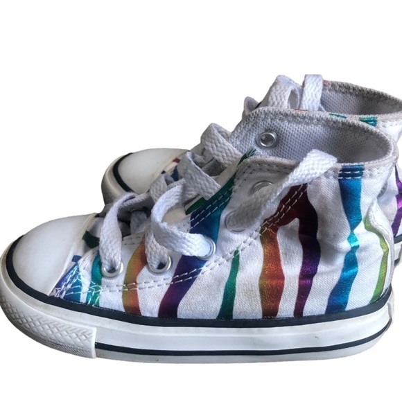 Converse Chuck Taylor All Star Hi Zebra Sneaker - infant 6 White/Rainbow - Picture 2 of 7
